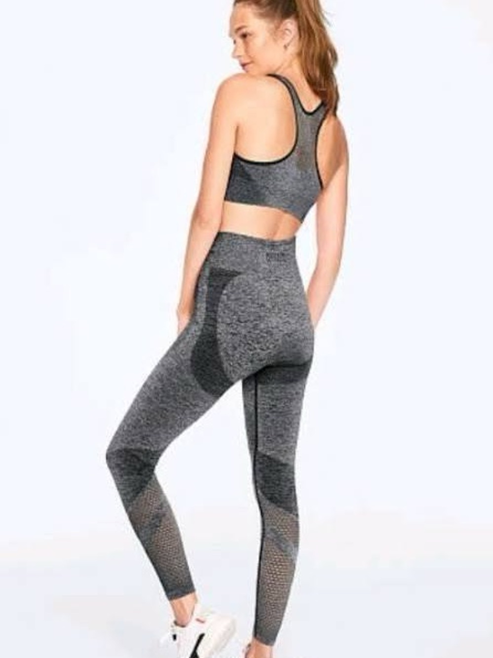 2 New PINK Victoria's Secret Dark Heather Grey Seamless Leggings